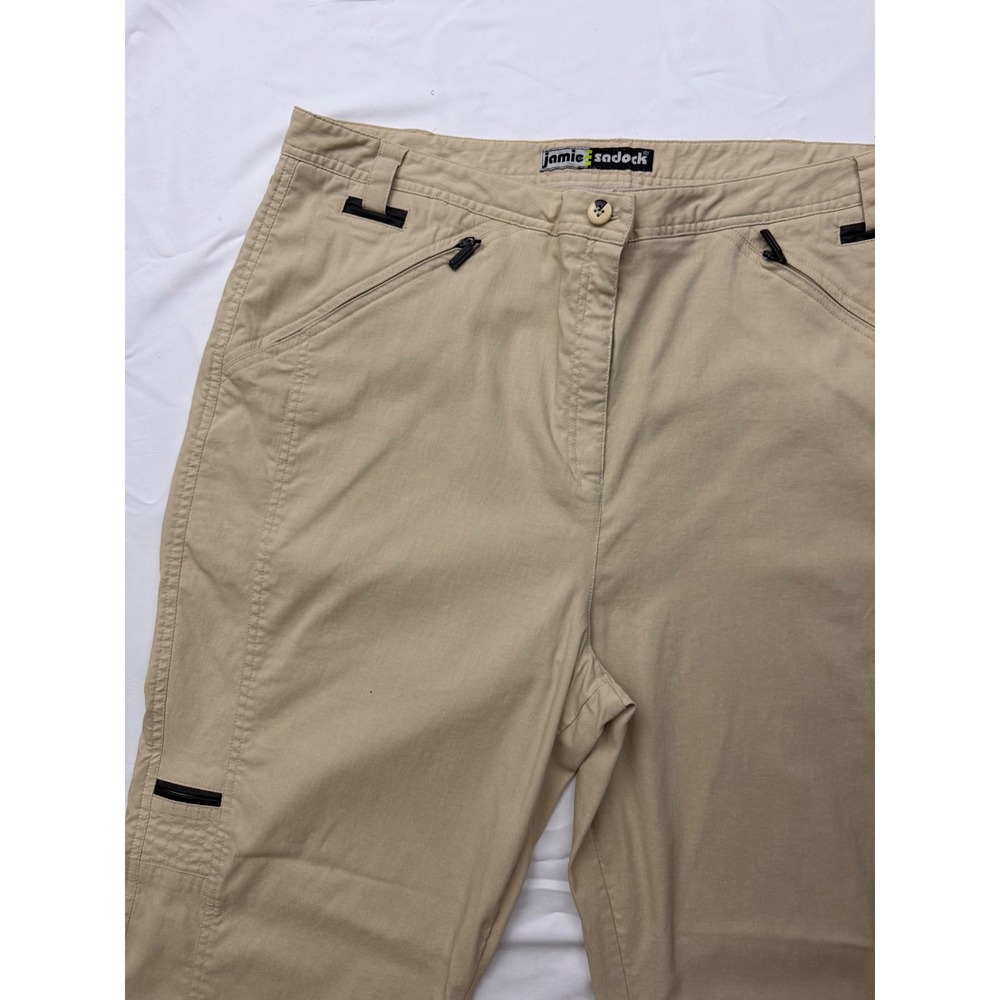 Jamie Sadock Womens Tan Khaki Golf Pants Multi Pocket Straight Leg Size 14